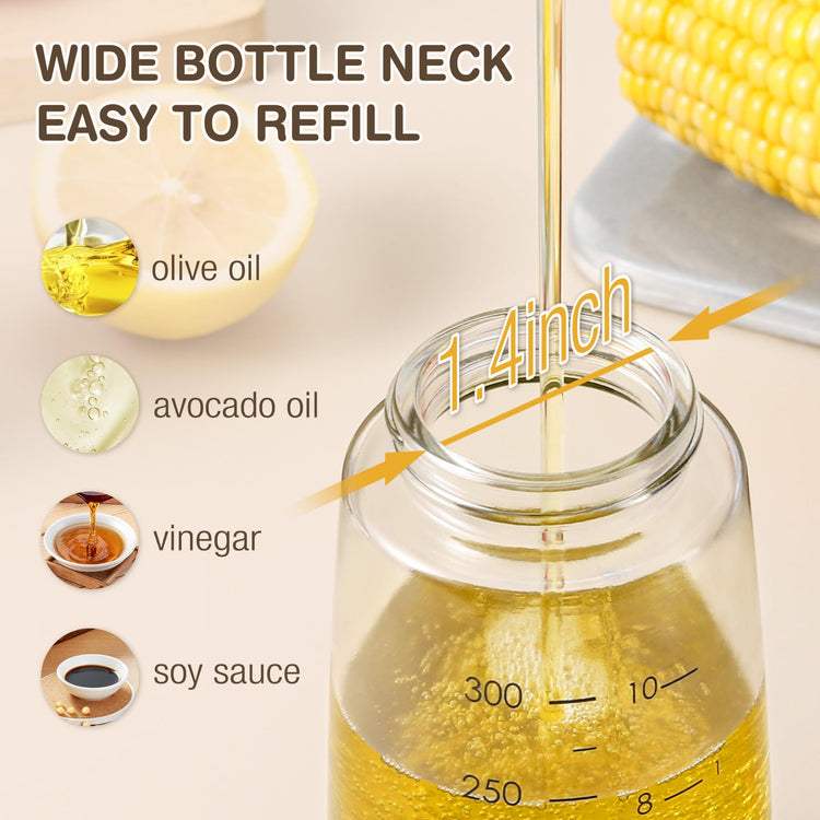 Glass Olive Oil Dispenser Bottle Set 10 oz 2 Pack White (2 Count)