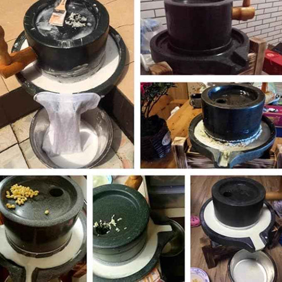 Handmade Stone Grain Mill, 7.9in Grinder with Stainless Steel Handle & Wooden Stand, Perfect for Home ing & Kitchen Use, Artisan Quali Mill