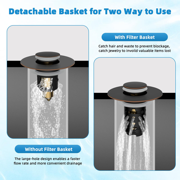 2PCS Universal Bathroom Sink Drain Strainer Hair Catcher (2 Count)