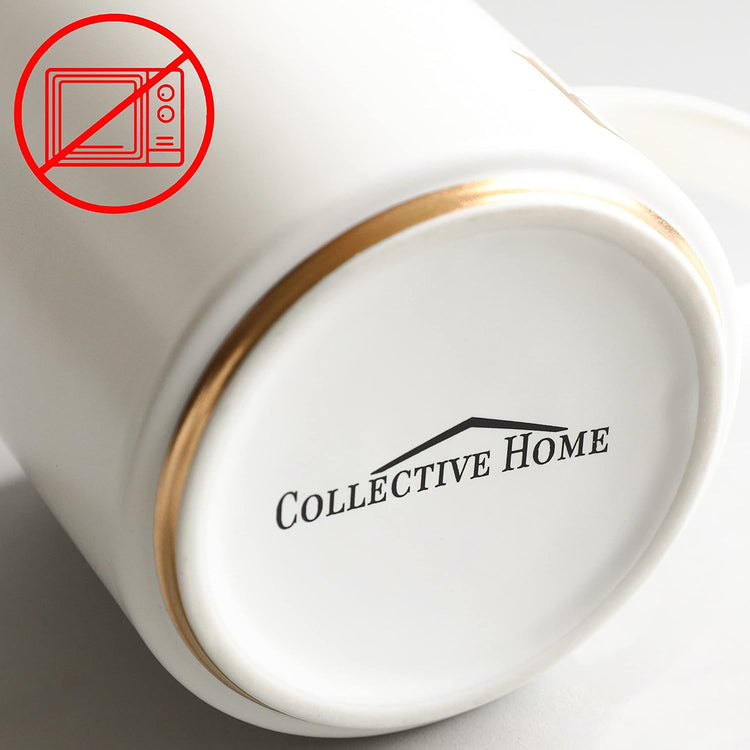 COLLECTIVE HOME - Monogram Ceramic Mugs, 15 oz Golden Initial Coffee Cups, Elegant Alphabet Tea Mugs, Elegant Personalized Mug with Gift Box, Unique Mug with Double Side Capital Letter (F)
