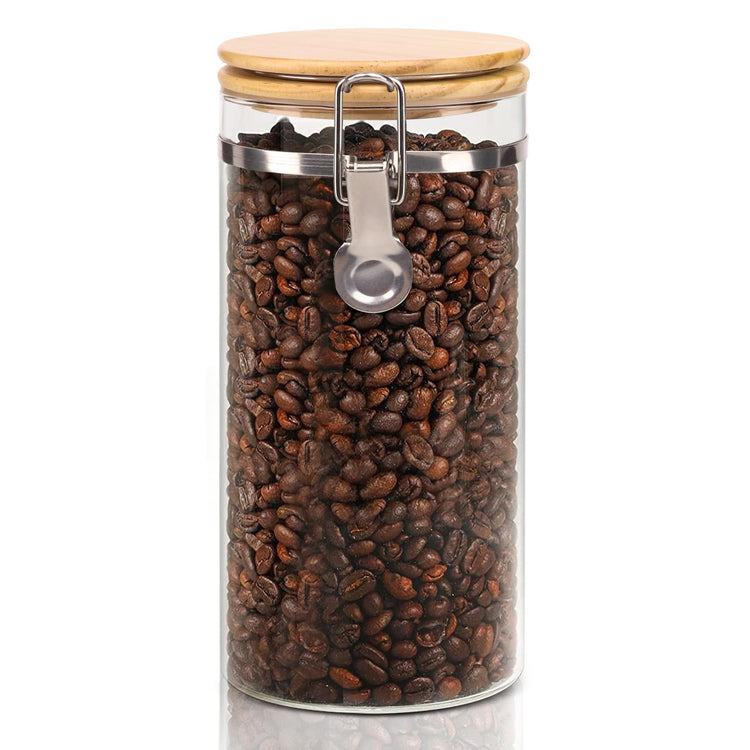 Glass Coffee Canister Coffee Containers for Ground Coffee Coffee Bean Storage Airtight Seal with Locking Clamp