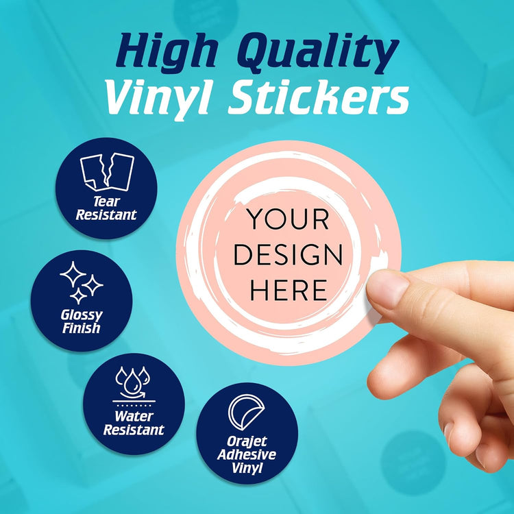 100 Custom Vinyl Stickers - Upload Your own Image, Text, Design, Logo - Personalized Logo Labels for Handmade, Packaging, Bottle, Jars, Candle, Brand Stickers (Peach, 3x3)