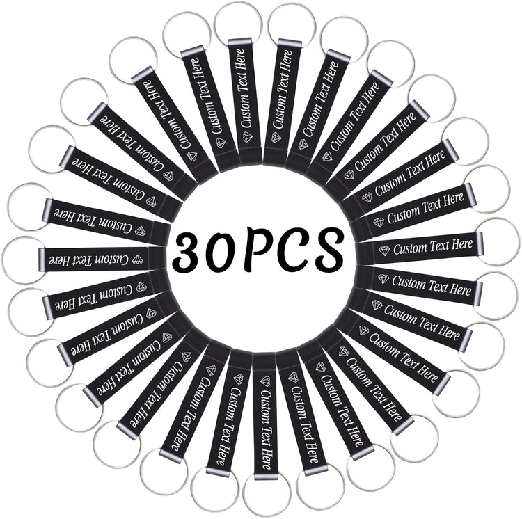 30PCS Personalized Bottle Opener Keychain Bulk Custom Beer Bottle Opener with Logo Text Engraved Wedding Bottle Opener Favors Customized Gifts for Guests Baby Shower Birthday Party-Black