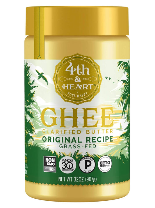4th & Heart Original Grass-Fed Ghee, Clarified Butter, Keto, Pasture Raised, Lactose and Casein Free, Certified Paleo (32 Ounces) - Nestoria