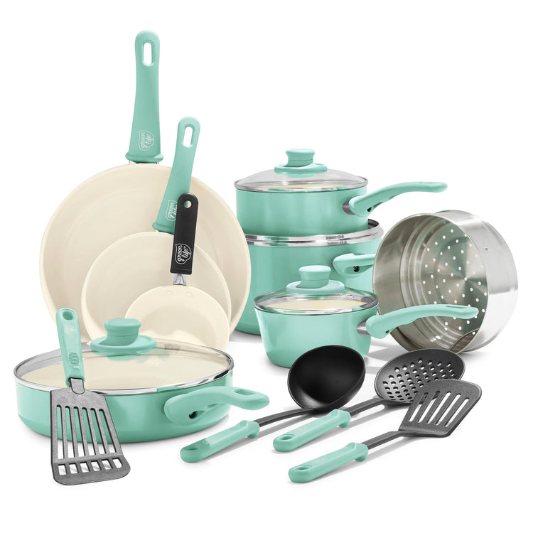 16 Piece Ceramic Nonstick Pots & Pans Cookware Set