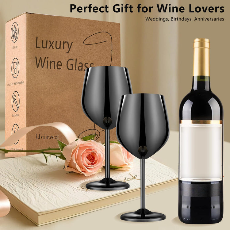 Unbreakable Stainless Steel Wine Glasses Set of 2 (2 Count)