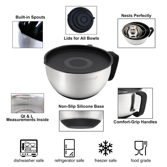 Stainless Steel Mixing Bowls Set with Lids
