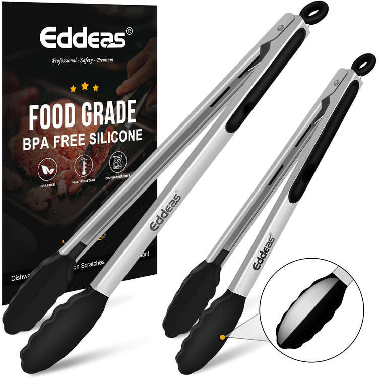 17 & 12 Inch Extra Long Kitchen Tongs with Silicone Tips (2 Count)