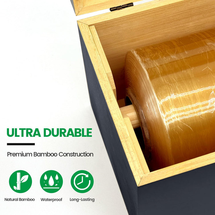 12 Inch Bamboo Plastic Wrap Dispenser with Cutter