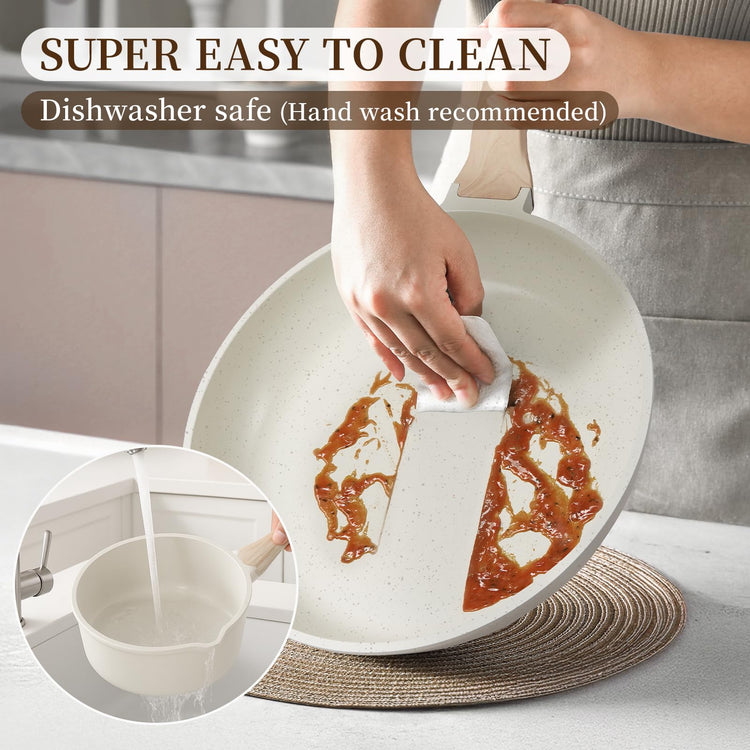 16Pcs Ceramic Pots and Pans Set Non Stick
