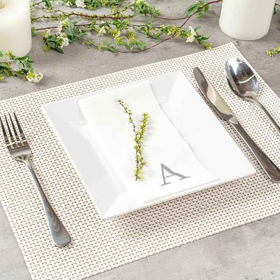 Luxenap 15.8 X 7.9 Inch Linen-Feel Guest Towels, 2000 Lettered Hand Towels - Silver Letter 'A', Sans Serif Font, White Paper Dinner Napkins, airlaid, For Restrooms And Tables - Restaurantware