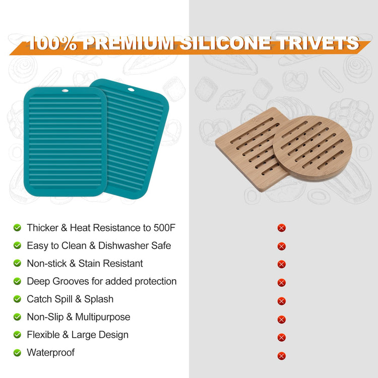 4 Pack Square Silicone Trivets (4 Count)