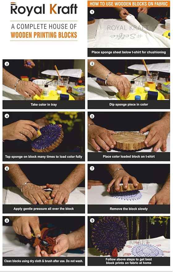 Royal Kraft Assorted Wooden Block Printing Stamps (Set of 10) Bulk01_10C
