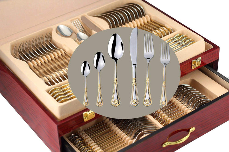 Venezia Collection Gold Flatware Serving Set for 12