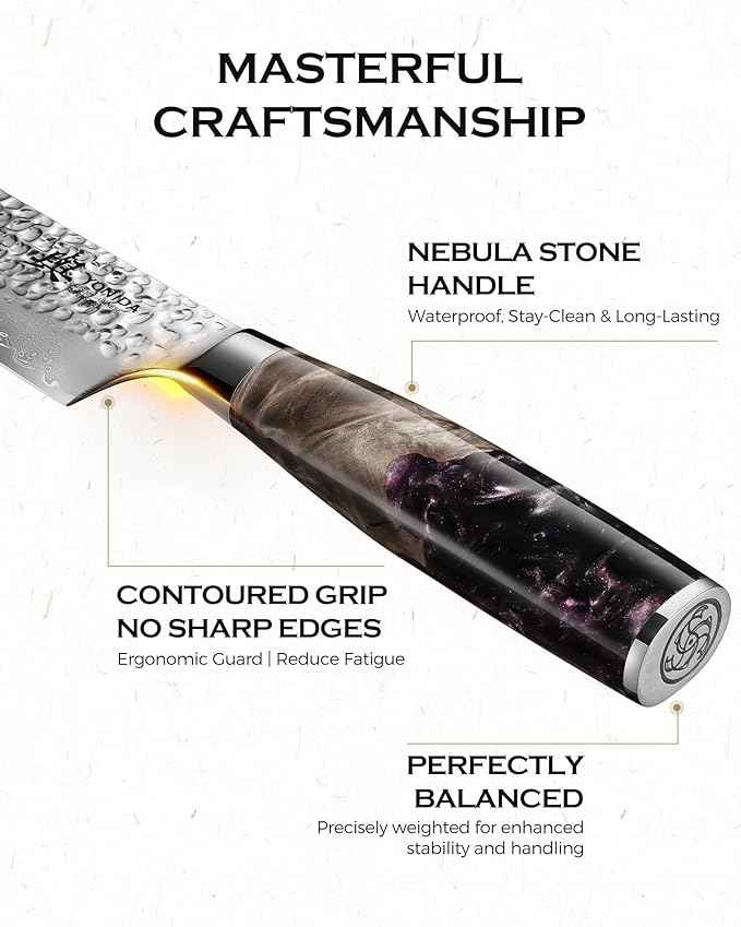 Japanese Chef Knife, 67-Layer Damascus Steel 8 Inch Kitchen Knife with AUS-10 Core, Professional Hand Forged Gyuto Knife with Gift Box, Ergonomic Handle, Ideal Valentine's Day Gifts for Men Women