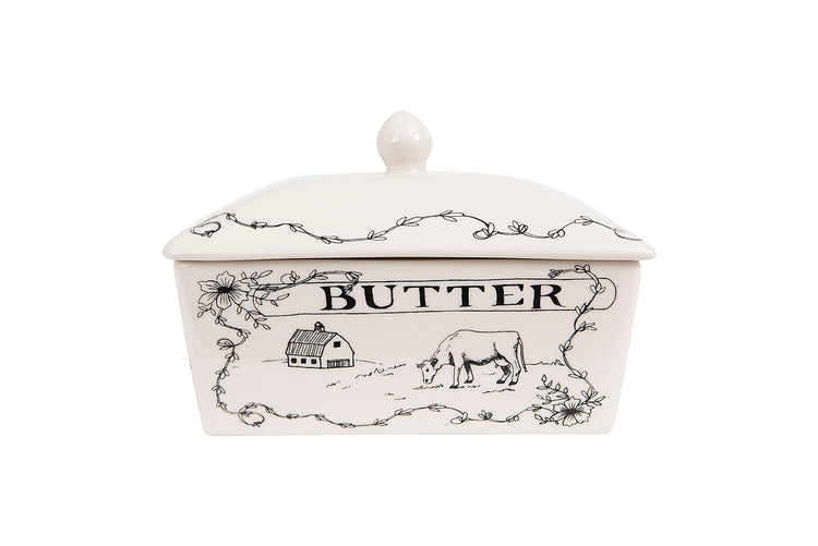Country Stoneware Butter Dish with Lid