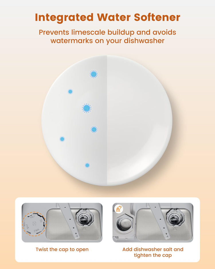 Countertop Dishwasher with Water Softener & Enhanced Energy Efficiency