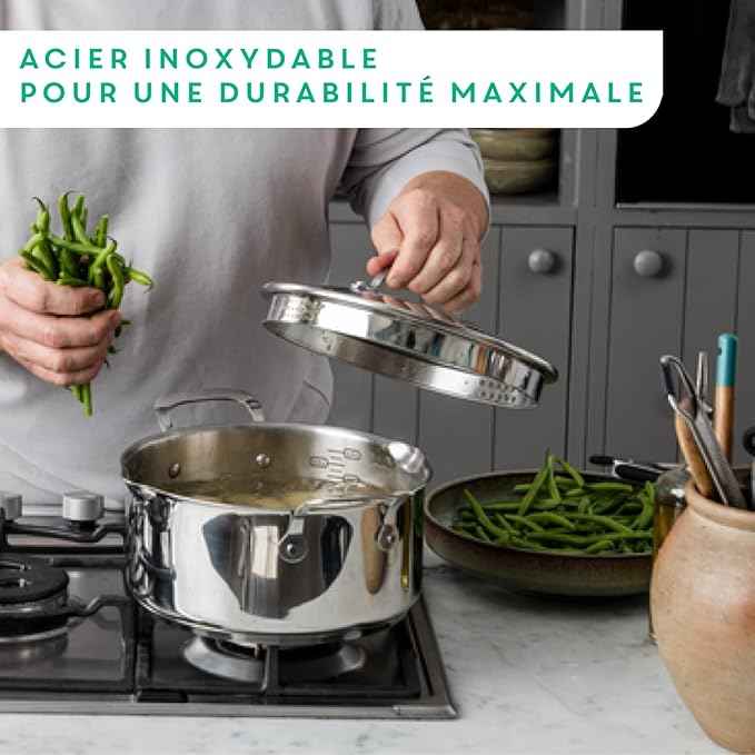 T-Fal Jamie Oliver Cooks Direct, Stainless Steel Non-stick Frying Pan 3 Pcs Set (20/24/28cm) (8/9/11 Inches) with Induction
