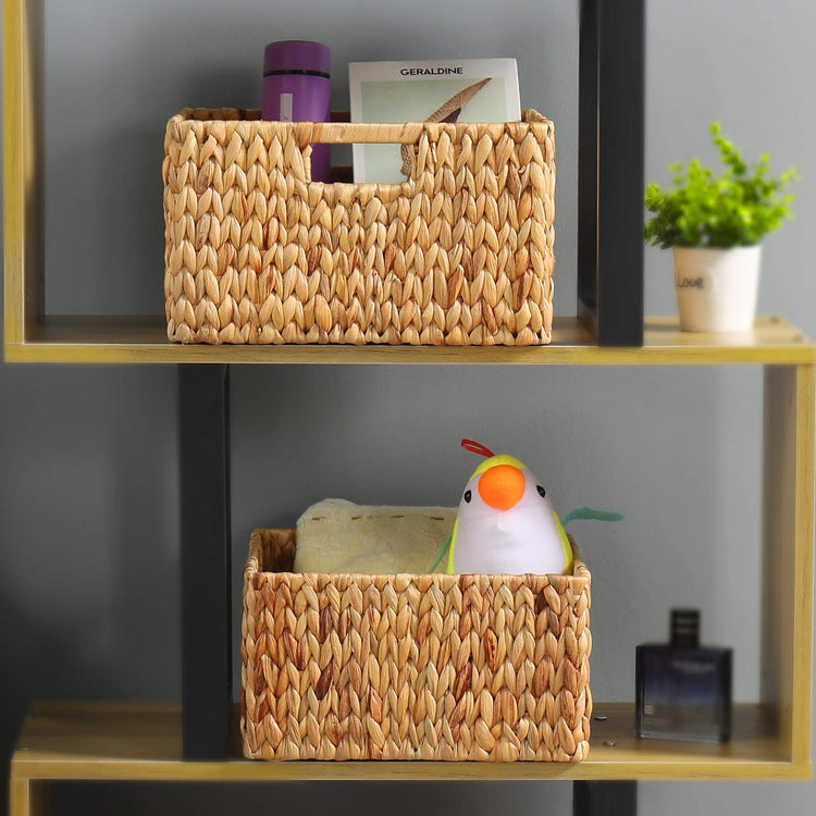 Water Hyacinth Storage Baskets for Organizing (2 Count)