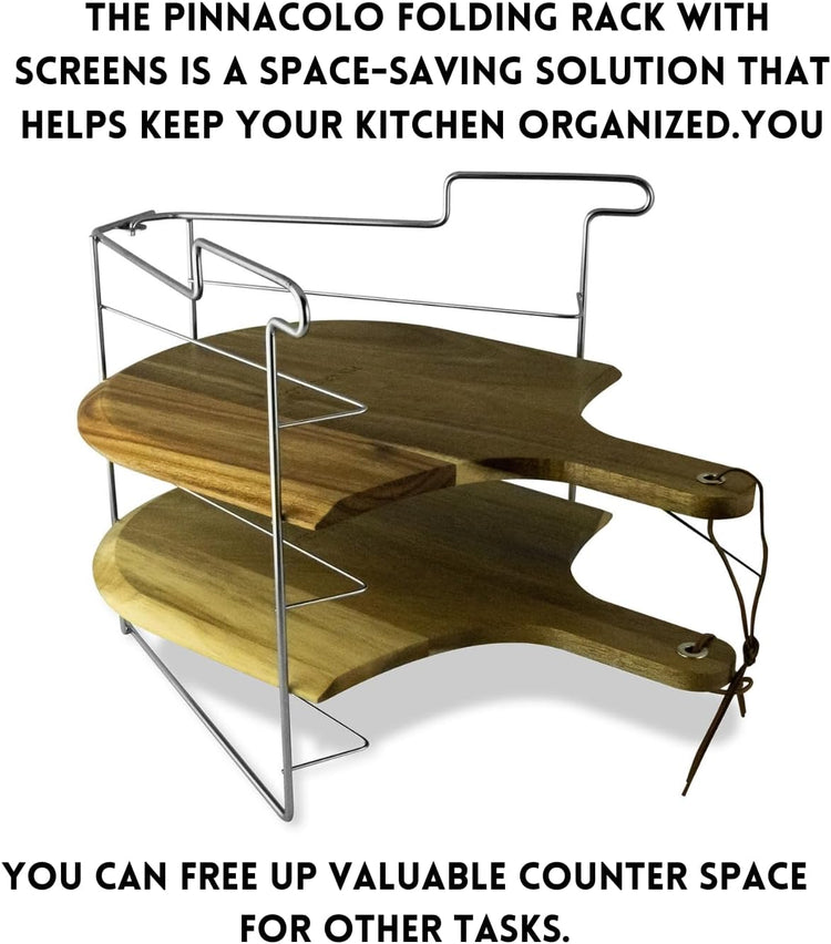 Folding Pizza Rack with Five 14 Inch Pizza Screens - Compact and Convenient Design for Easy Storage and Baking Multiple Pizzas