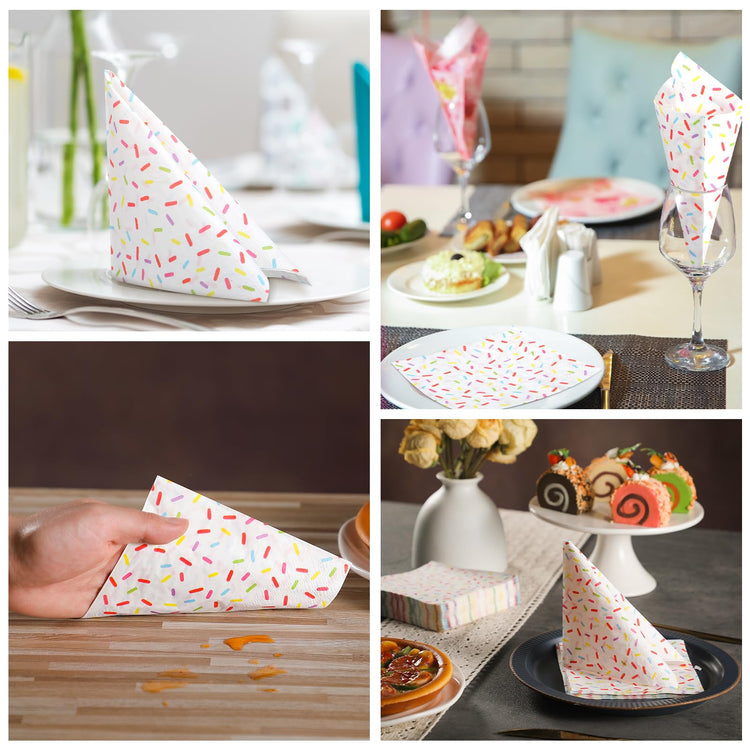 100 Pcs Sprinkles Donut Napkins Birthday Party