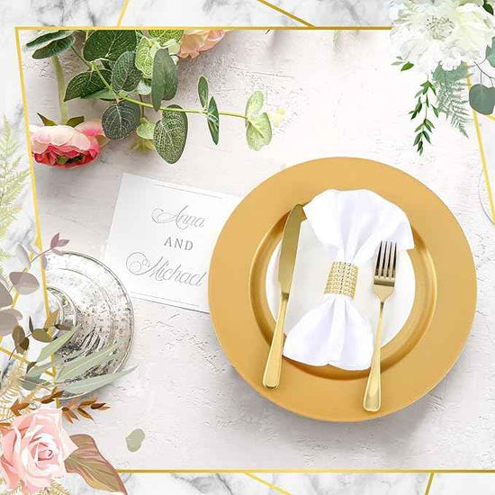 Tanlade 12 Pcs 13 Inch Charger Plates Bulk Round Wedding Chargers Plastic Dinner Plates for Table Setting Wedding Party Decoration (Gold)