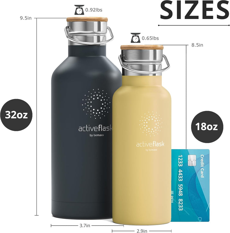 Stainless Steel Water Bottle with Straw, Infuser & 3 Lids: 18/32 OZ Leak-Proof Vacuum Insulated ACTIVE FLASK Drinking Bottles Hot Cold: Double Walled Outdoor Drink Thermo Mug Tea Coffee Sport Gym Bike