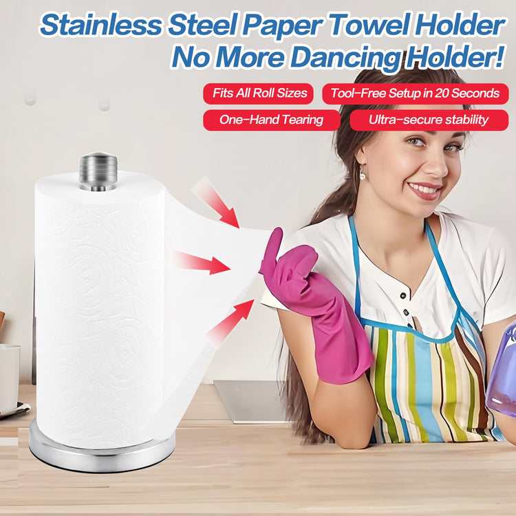 Stainless Steel Silver Paper Towel Holder Designed for Easy One
