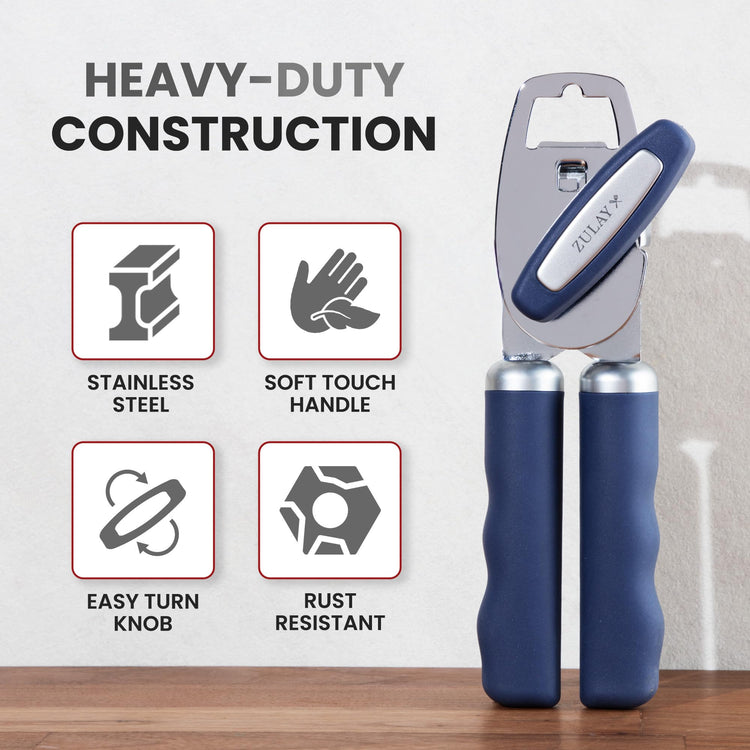 Heavy Duty Stainless Steel Can Opener Manual with Bottle Opener