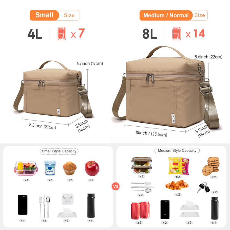 NOL 4L Insulated Lunch Bags for Women Cooler Bag Lightweight Nylon Waterproof Lunch Box for Work