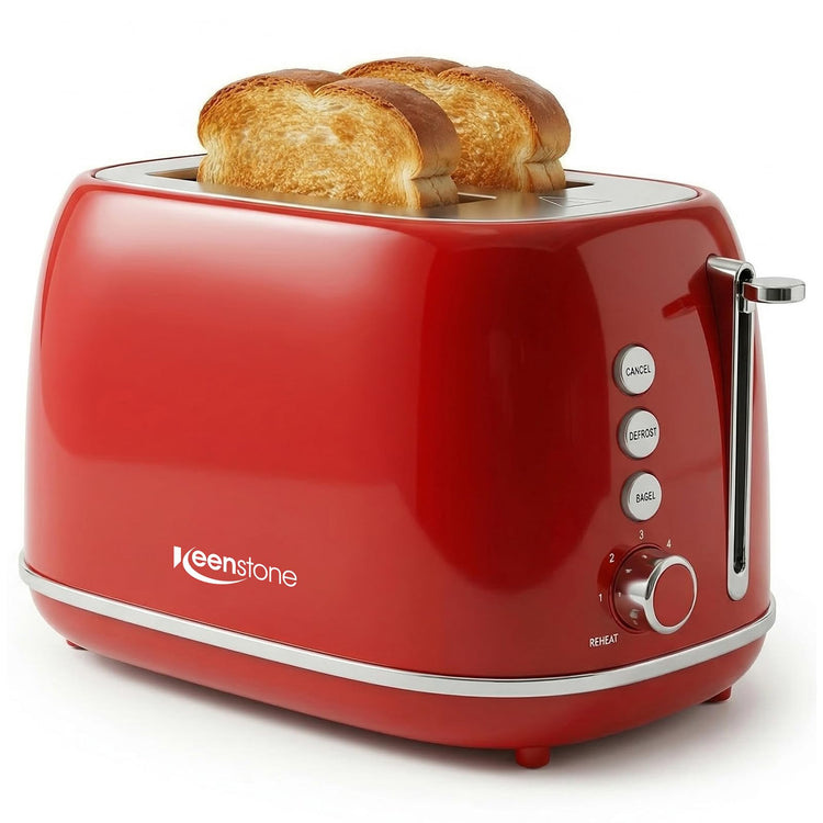 2 Slice Stainless Steel Toaster Retro with 6 Bread Shade Settings