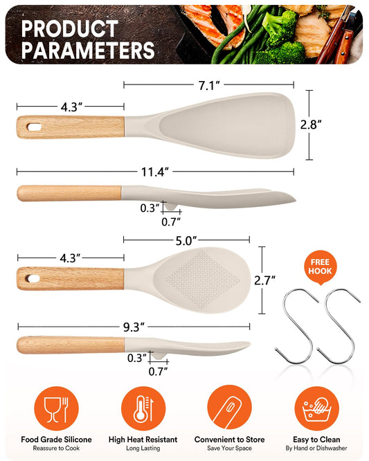 Cooking Spoon and Rice Scooper for Nonstick Cookware