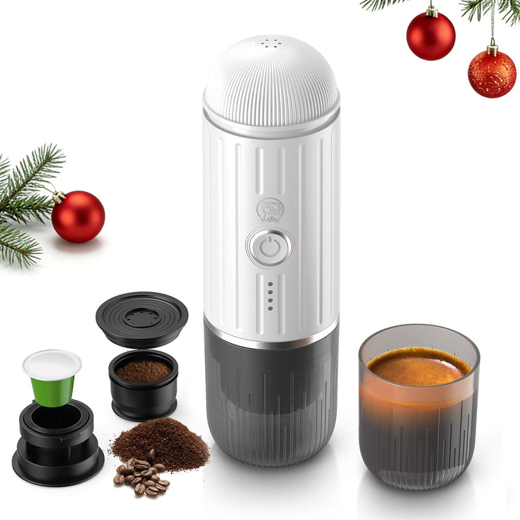 2-in-1 Portable Espresso Maker For Nespresso Pod＆Ground,White (2.09 Ounce)