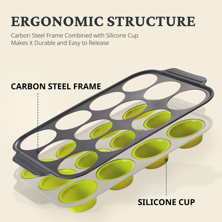 Silicone Muffin Pans for Baking with Metal Frame