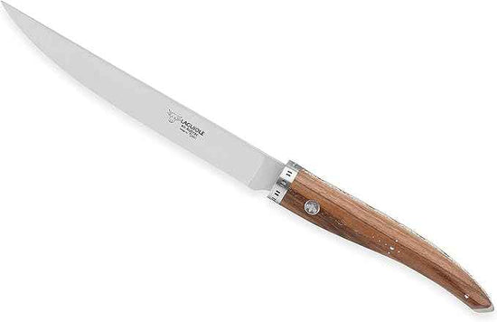 Laguiole en Aubrac Cuisine Gourmet Stainless Fully Forged Steel Made In France Complete 7 Piece Premium Kitchen Knife Magnetic Block Set With Mixed Wood Handles