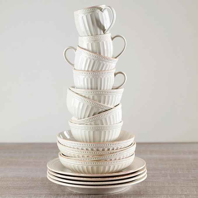 Lenox French Perle Groove 2-Piece Latte Mug Set, 2.30 LB, White