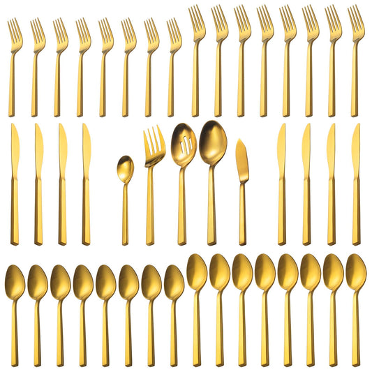 Cube Gold 45 Piece Flatware Set (14.25 Count)