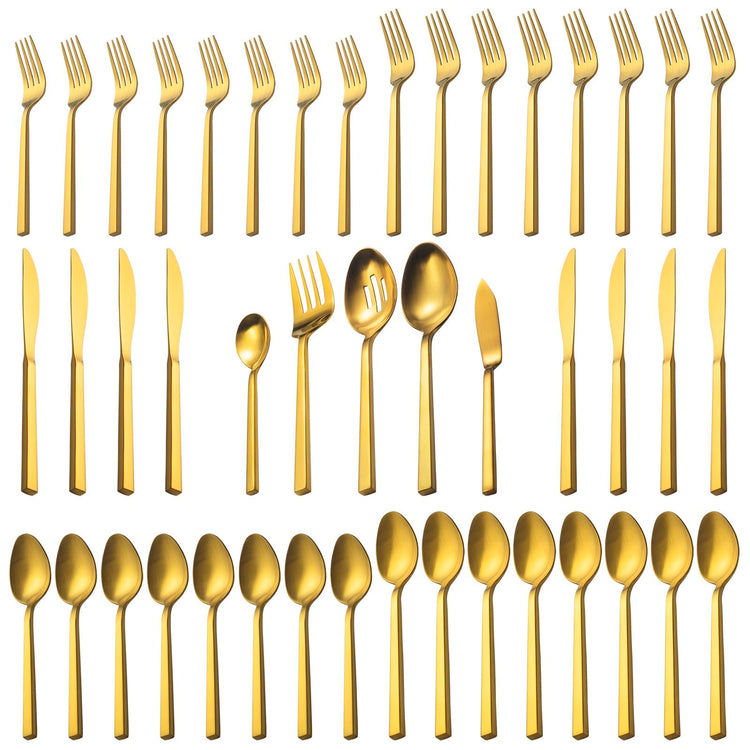 Cube Gold 45 Piece Flatware Set (14.25 Count)