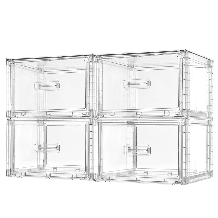 4 Pack Clear Stackable Closet Storage Drawers 15QT (4 Count)