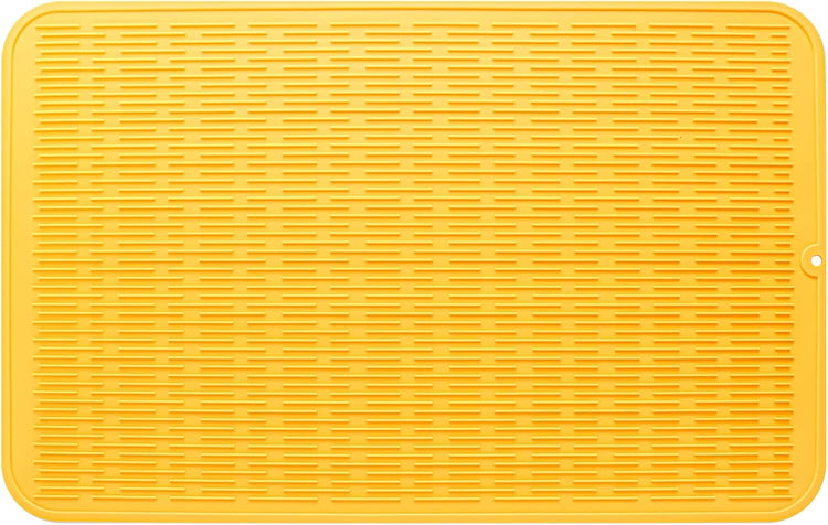 Silicone Dish Drying Mat for Multiple Usage,Easy clean,Eco-friendly,Heat-resistant Silicone Mat for Kitchen Counter or Sink,Refrigerator or Drawer Liner Yellow 3XL 28 inches x 18 inches