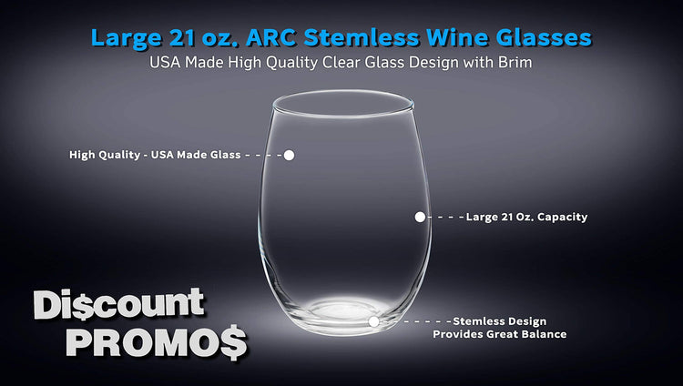 10 ARC Stemless Wine Glasses Set (10 Count)