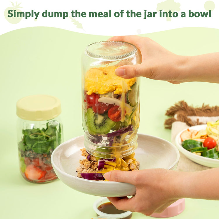 4 Pack Glass Salad Jars with Lids Meal Prep