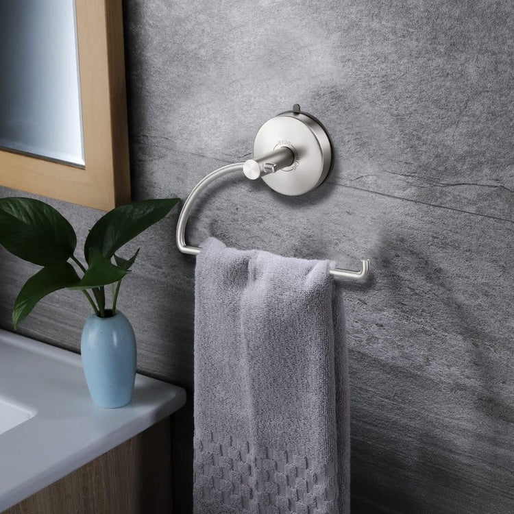 Suction Cup Hand Towel Ring Brushed Nickel Hand Towel Holder for Bathroom Wall SUS 304 Stainless Steel Kitchen Towel Hanger