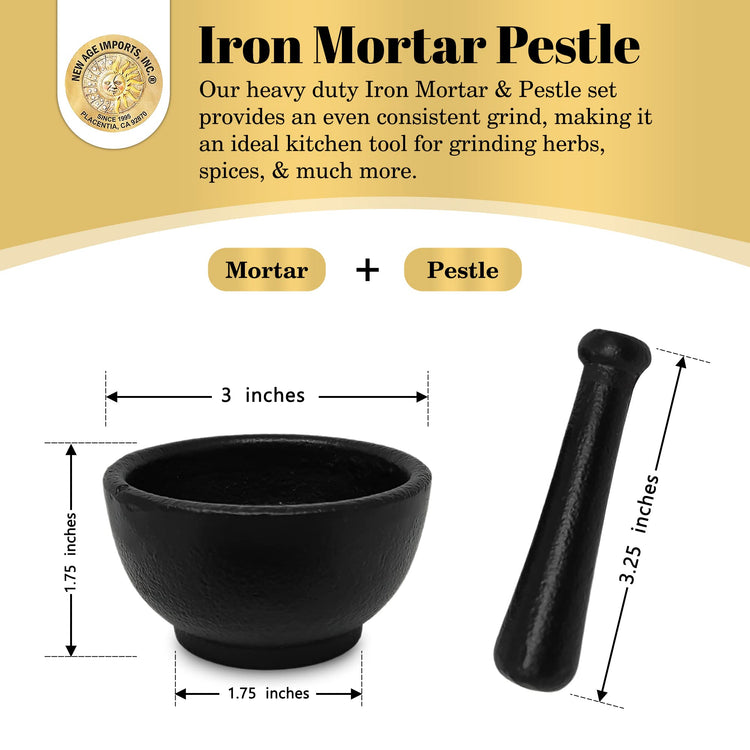 Cast Iron Cauldron Mortar and Pestle Set