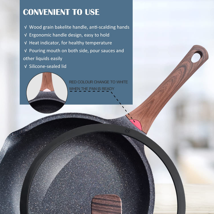 Nonstick Deep Frying Pan Saute Pan with Lid