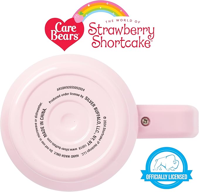 Silver Buffalo Strawberry Shortcake and Custard “Sweet” Double Walled Stainless Steel Tumbler with Handle, Fits in Standard Cup Holder, 40 Ounces