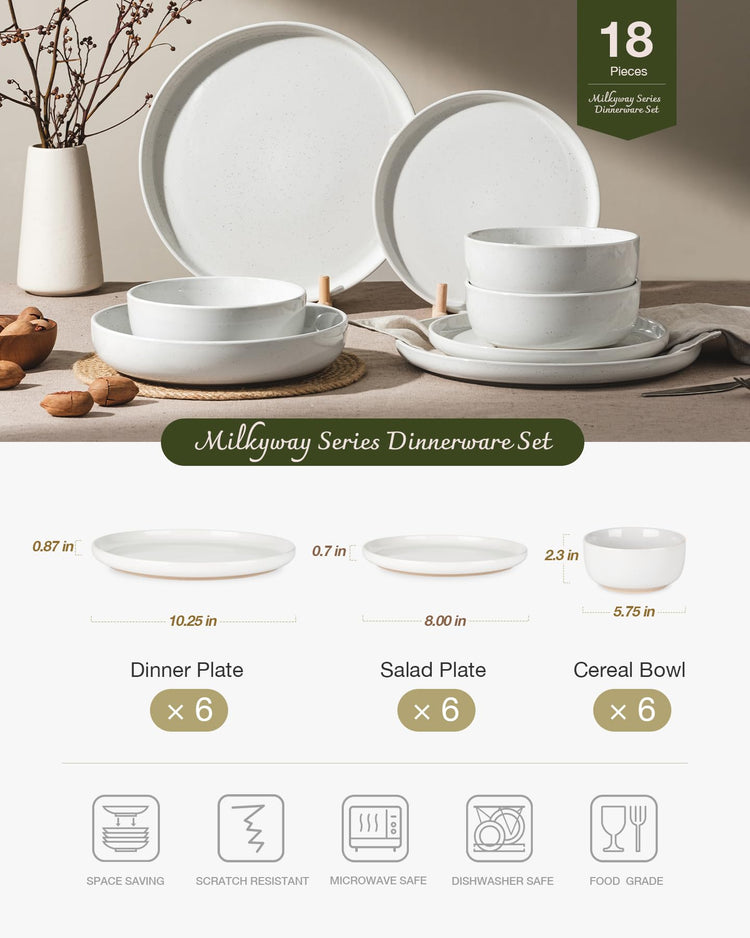 Milkyway 18 Piece Stoneware Dinnerware Set (6 Count)