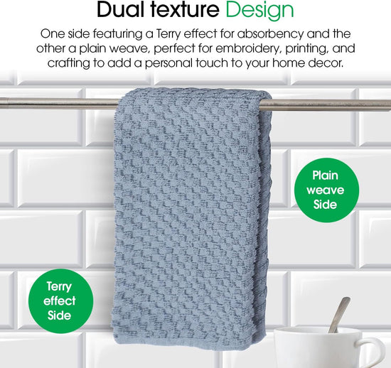 DG Collections Grey Kitchen Towels - 100% Cotton Terry Tea Towels for Cleaning, Drying, and Highly Absorbent Kitchen Dish Cloth for Bar Cleaning - 8 Pack - 15 x 25 Inches - Nestoria
