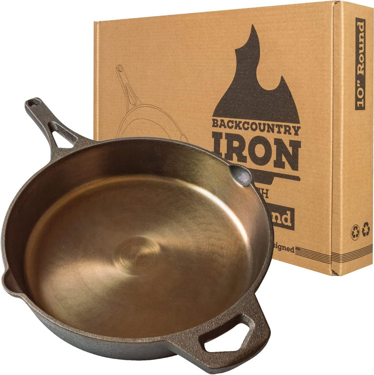 Backcountry Iron 10-1/4 Inch Smooth Wasatch Pre-Seasoned Round Cast Iron Skillet - Nestoria