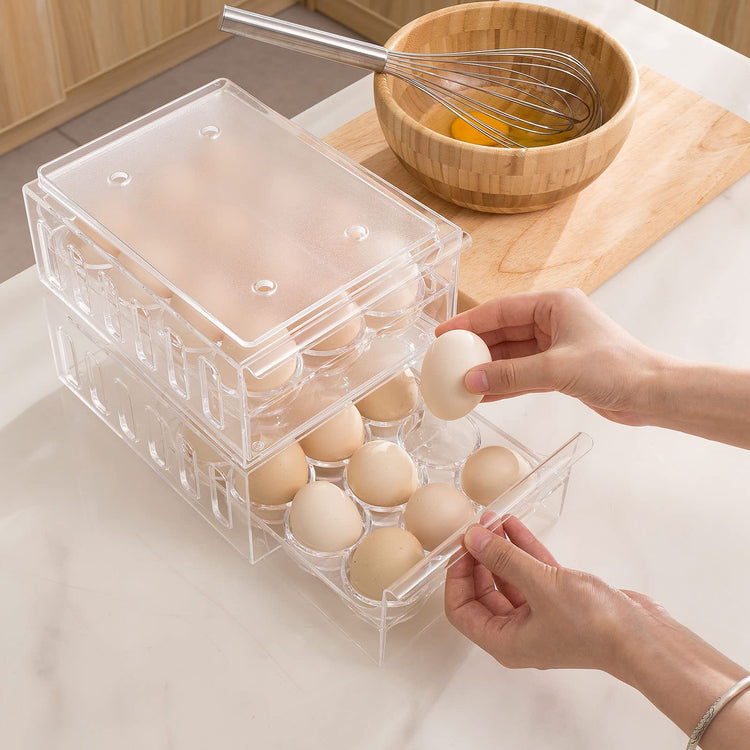 Egg Holder for Refrigerator Drawer Type Egg Container for Refrigerator BPA Free Fridge Organizer